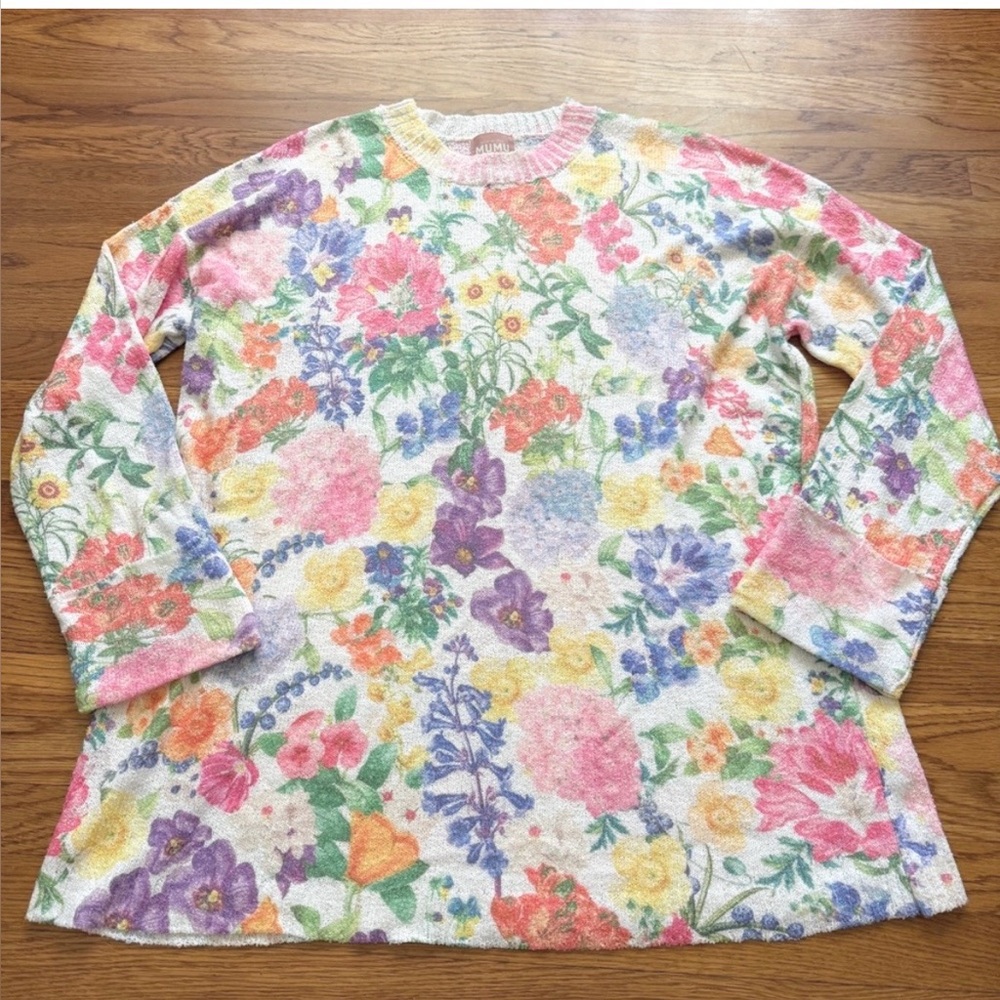 SHOW ME YOUR MUMU sue cuffed tunic sweater ivory botanical floral
SIZE XXL